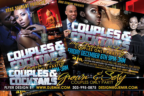 Couples and Cocktails Grown And Sexy Flyer Design
