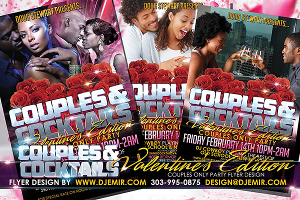 Amazing Flyer Design Couples and Cocktails Valentine's Edition Flyer Design