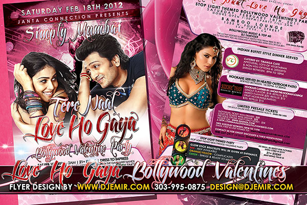 Bollywood Valentine's Flyer design San Fransisco