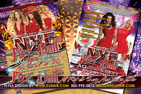 NYE Fire Ball All Red Everything New year's Eve Party Flyer Design