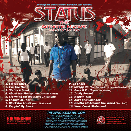 Status Arthritis Mixtape CD mixed and Hosted By DJ Emir (Mixtape Cover Back)