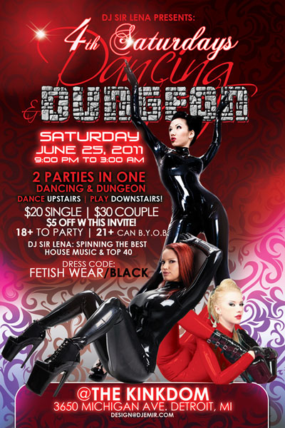 Dancing and Dungeon Fetish Ball Flyer design Back