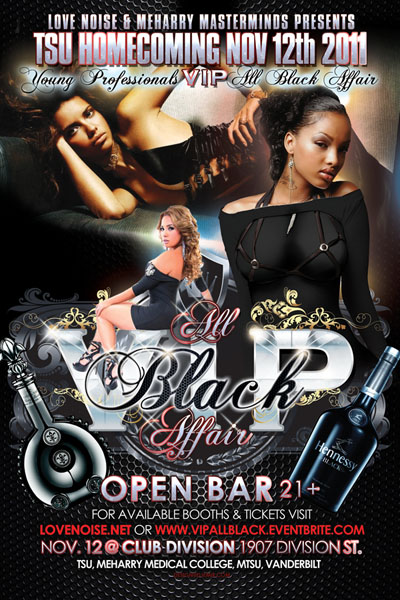 VIP All Black Affair Party Flyer Design Front
