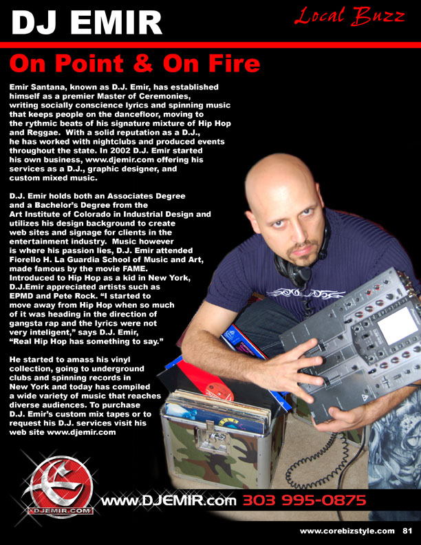 DJ Emir Press Kit Package - Core Business Magazine Article Fall 2006