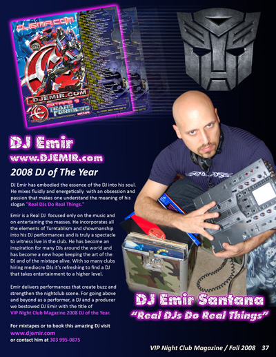 DJ of The Year Award Article inside VIP Nightclub Magazine
