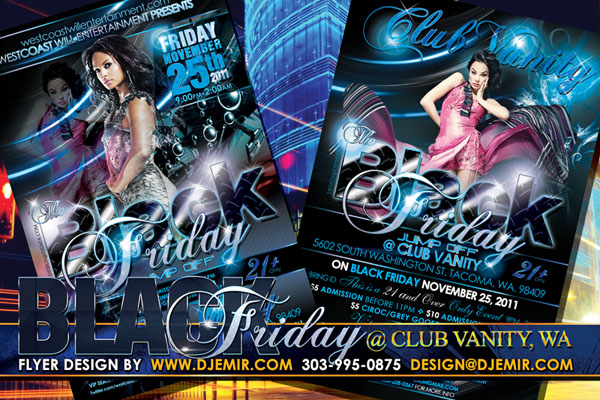 Black Friday After Party Flyer Design Club Vanity Tacoma Washington