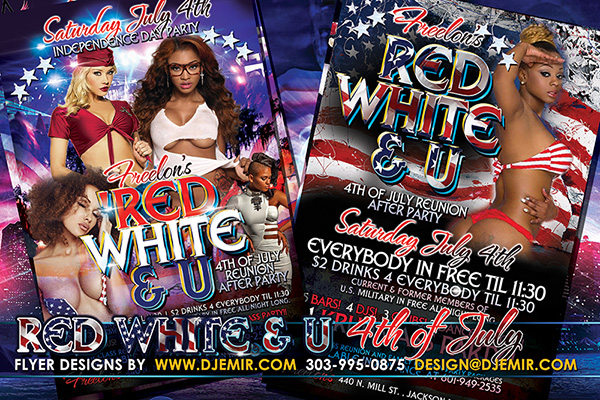Red White And U July 4th American Independence Day Flyer Design