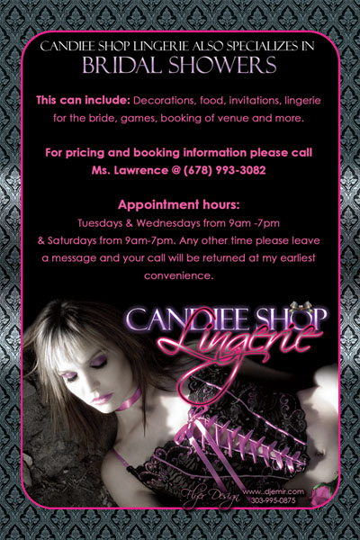 Candiee Shop Lingerie Party Flyer Design Back