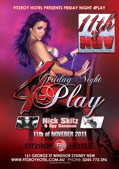 Flyer Design 4Play Friday Nights Sydney Australia