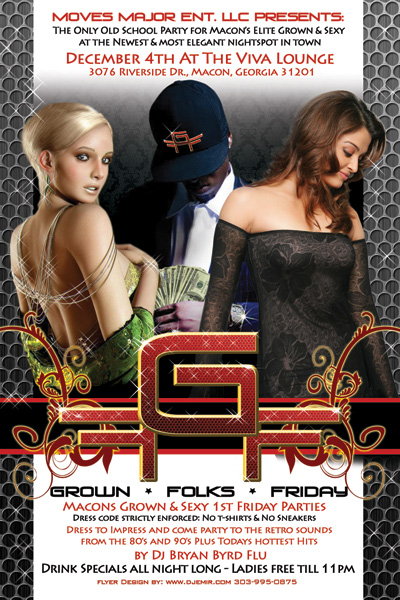 Flyer Design Grown Folks Friday Macon Georgia Back Design