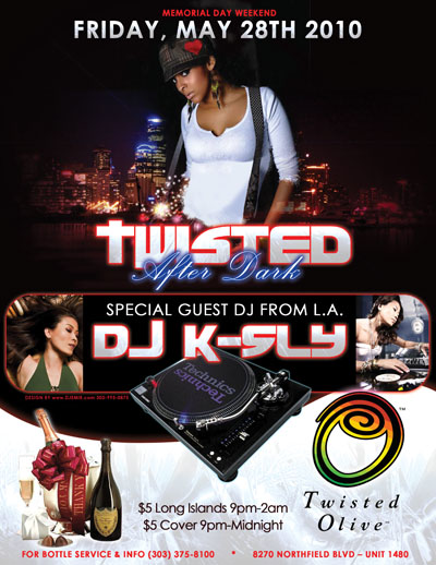 Twisted Olive Memorial Day Weekend Featuring DJ KSly Flyer design for Duane Taylor