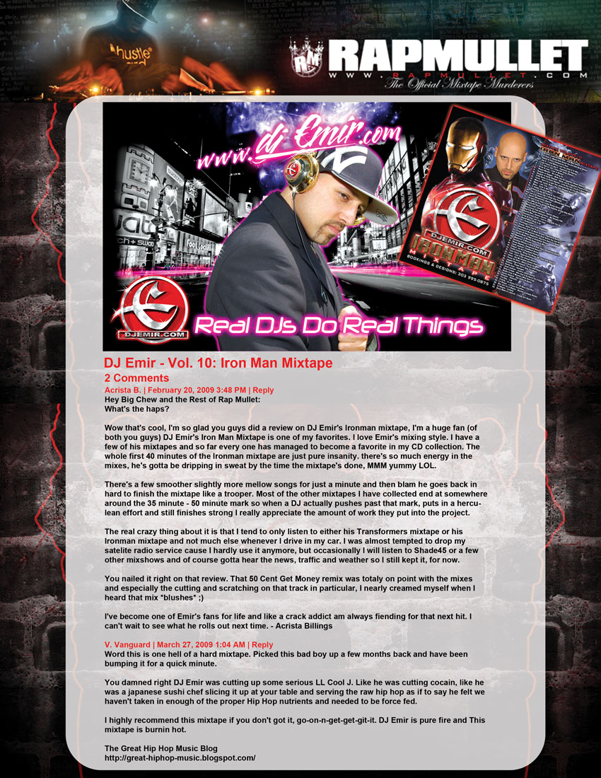 Comments about Rap Mullet Mixtape Review of DJ Emir Iron Man Mixtape Great Mixtape from a great DJ